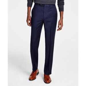 Michael Kors Men's Plaid Classic-Fit Wool-Blend Stretch Pants Navy B4HP $190